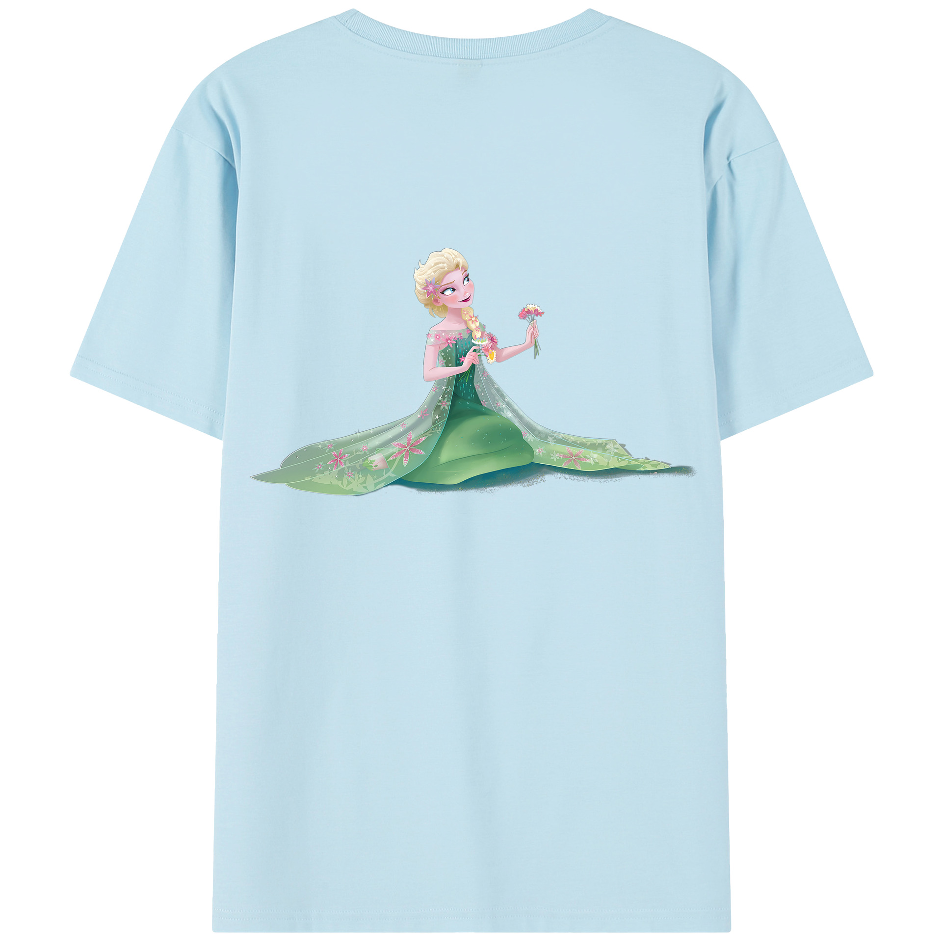 （画像用） アナと雪の女王 アンナ エルサ Frozen Anna Elsa 綿100％半袖Tシャツ（背面プリント）